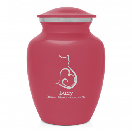 Small Cat Silhouette Pet Cremation Urn - Rose Pink