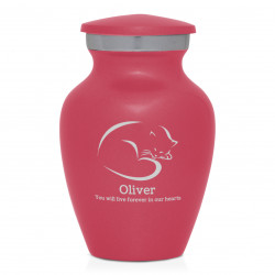 Keepsake Sleeping Cat Pet Cremation Urn - Rose Pink