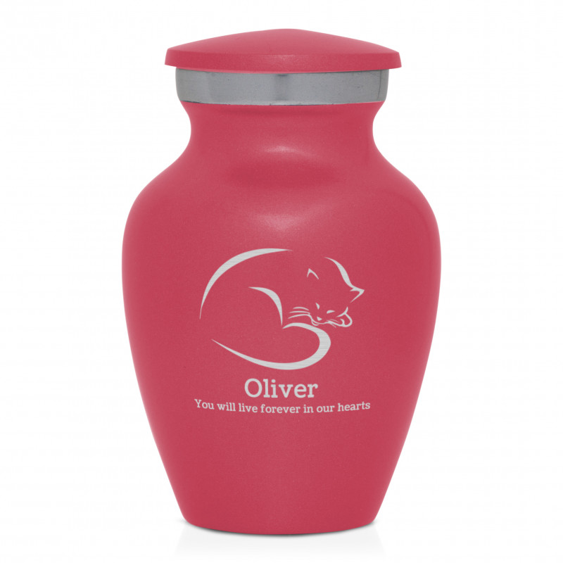Keepsake Sleeping Cat Pet Cremation Urn - Rose Pink