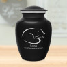 Small Sleeping Cat Pet Cremation Urn - Jet Black