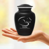 Small Sleeping Cat Pet Cremation Urn - Jet Black