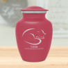 Small Sleeping Cat Pet Cremation Urn - Rose Pink