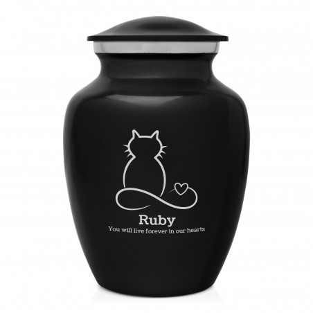 Small Infinite Love Cat Cremation Urn - Jet Black