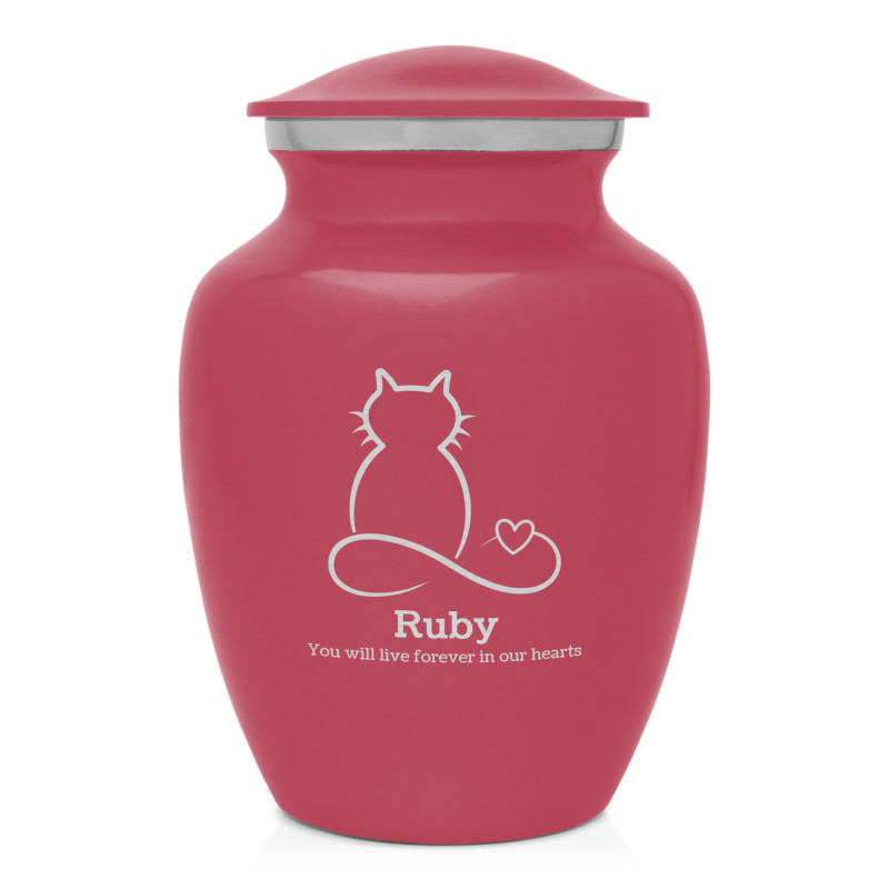 Small Infinite Love Cat Cremation Urn - Rose Pink