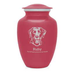 Large Black Lab Pet Cremation Urn - Rose Pink