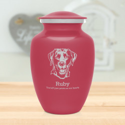Large Black Lab Pet Cremation Urn - Rose Pink