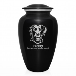 Extra Large Black Lab Pet Cremation Urn - Jet Black