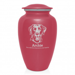 Extra Large Black Lab Pet Cremation Urn - Rose Pink