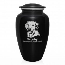 Extra Large Yellow Lab Pet Cremation Urn - Jet Black
