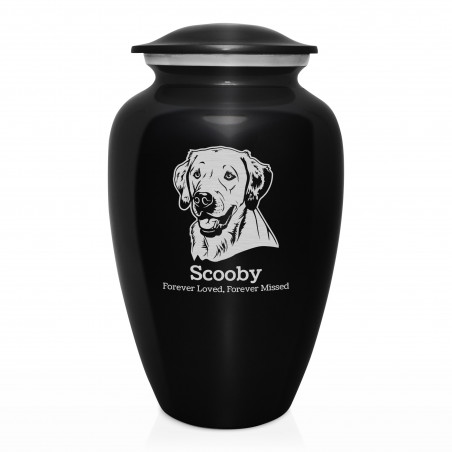 Extra Large Yellow Lab Pet Cremation Urn - Jet Black