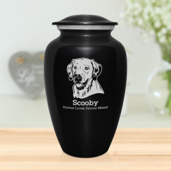 Extra Large Yellow Lab Pet Cremation Urn - Jet Black
