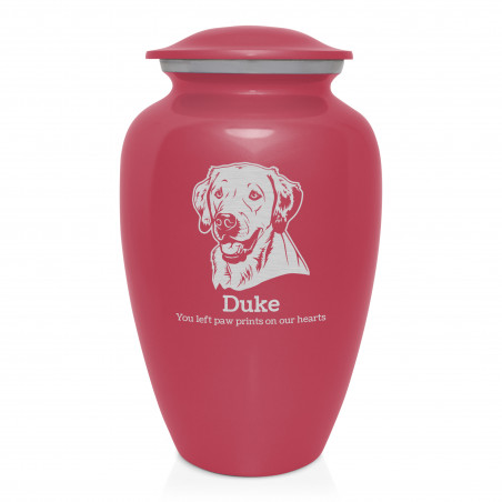Extra Large Yellow Lab Pet Cremation Urn - Rose Pink