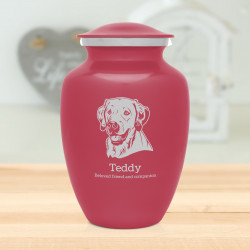 Large Yellow Lab Pet Cremation Urn - Rose Pink