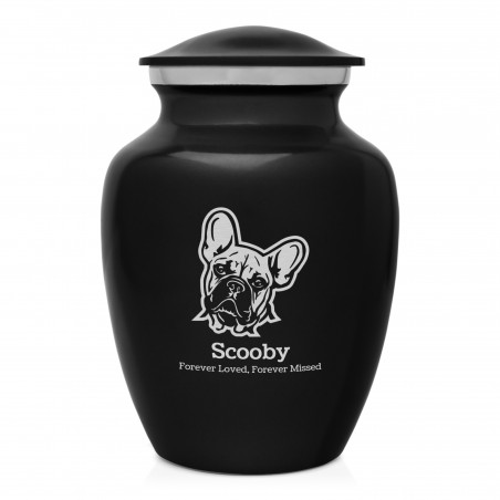 Small French Bulldog Pet Cremation Urn - Jet Black