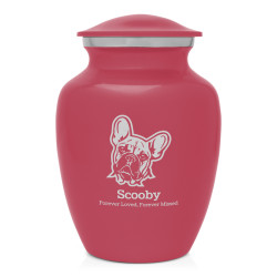 Small French Bulldog Pet Cremation Urn - Rose Pink