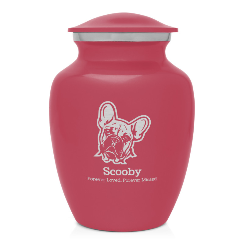 Small French Bulldog Pet Cremation Urn - Rose Pink