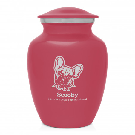 Small French Bulldog Pet Cremation Urn - Rose Pink