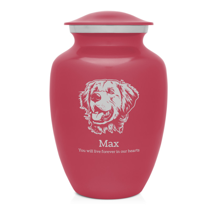 Large Golden Retriever Pet Cremation Urn - Rose Pink