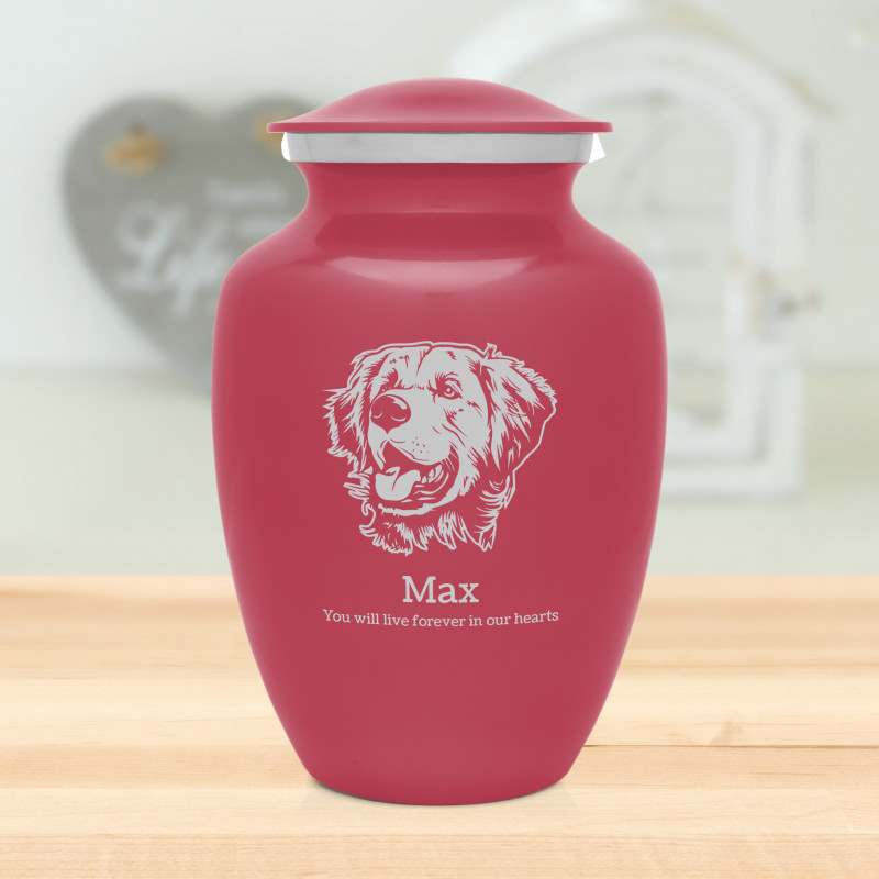 Large Golden Retriever Dog Cremation Urn - Rose Pink