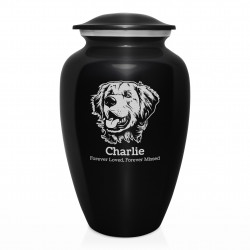 Extra Large Golden Retriever Pet Cremation Urn - Jet Black