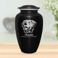 Extra Large Golden Retriever Pet Cremation Urn - Jet Black