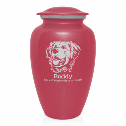 Extra Large Golden Retriever Pet Cremation Urn - Rose Pink