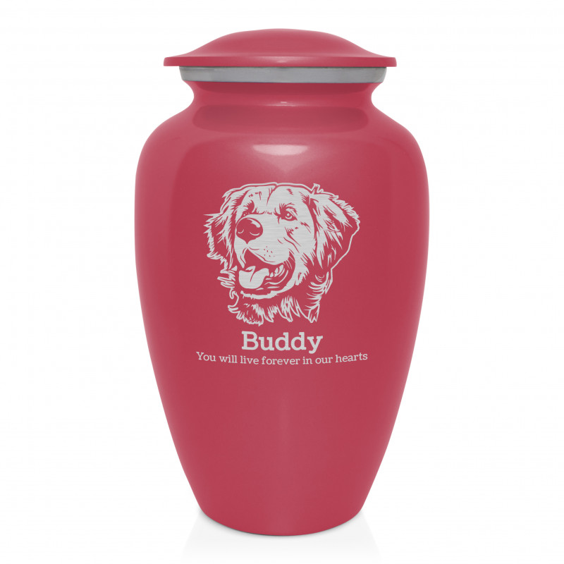 Extra Large Golden Retriever Pet Cremation Urn - Rose Pink