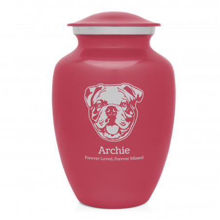 Large English Bulldog Pet Cremation Urn - Rose Pink
