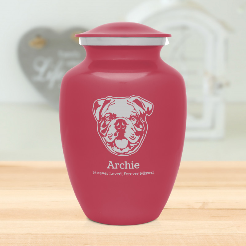 Large English Bulldog Dog Cremation Urn - Rose Pink