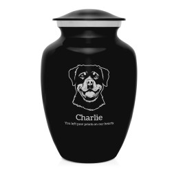 Large Rottweiler Pet Cremation Urn - Jet Black