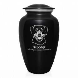 Extra Large Rottweiler Pet Cremation Urn - Jet Black