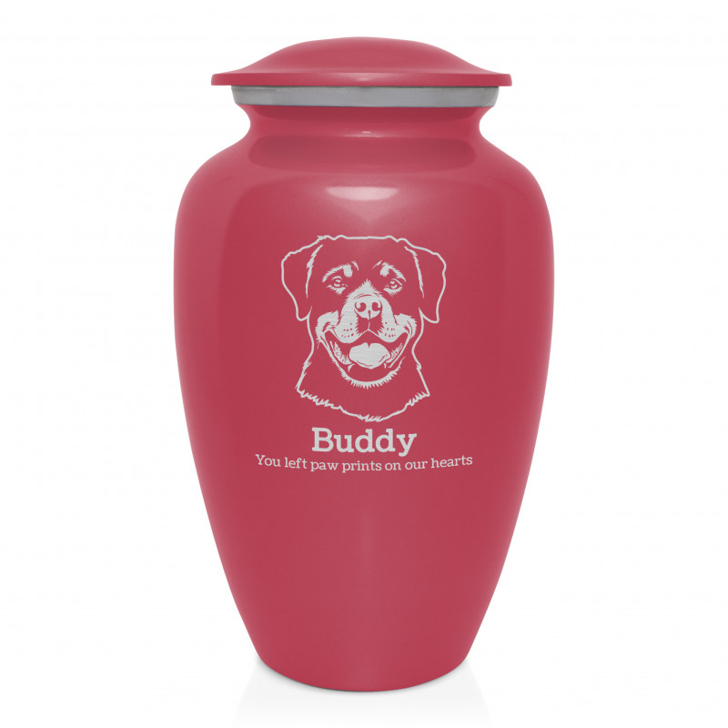 Extra Large Rottweiler Pet Cremation Urn - Rose Pink