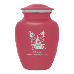 Small Corgi Pet Cremation Urn - Rose Pink