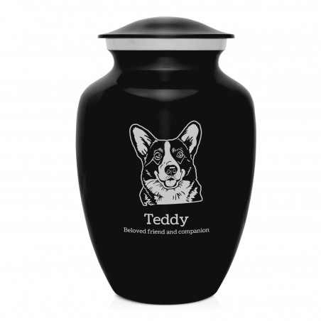 Large Corgi Pet Cremation Urn - Jet Black
