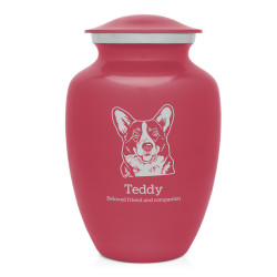 Large Corgi Pet Cremation Urn - Rose Pink