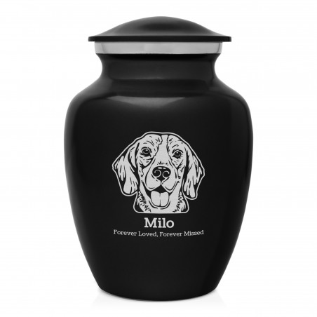 Small Beagle Pet Cremation Urn - Jet Black