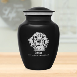Small Beagle Pet Cremation Urn - Jet Black