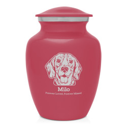 Small Beagle Pet Cremation Urn - Rose Pink
