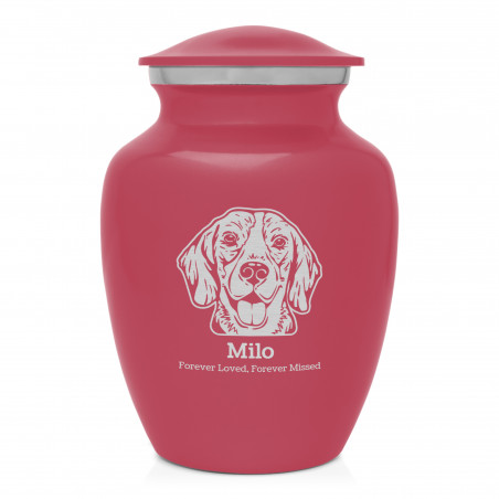 Small Beagle Pet Cremation Urn - Rose Pink