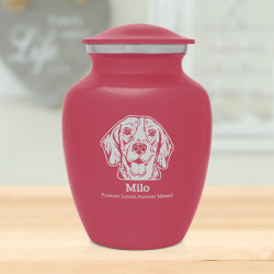Small Beagle Pet Cremation Urn - Rose Pink
