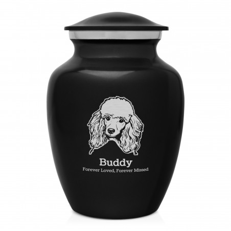 Small Poodle Pet Cremation Urn - Jet Black