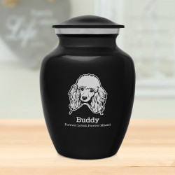 Small Poodle Pet Cremation Urn - Jet Black