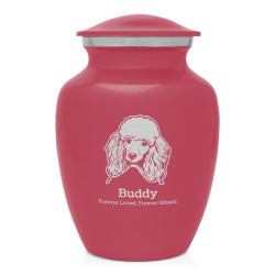 Small Poodle Pet Cremation Urn - Rose Pink