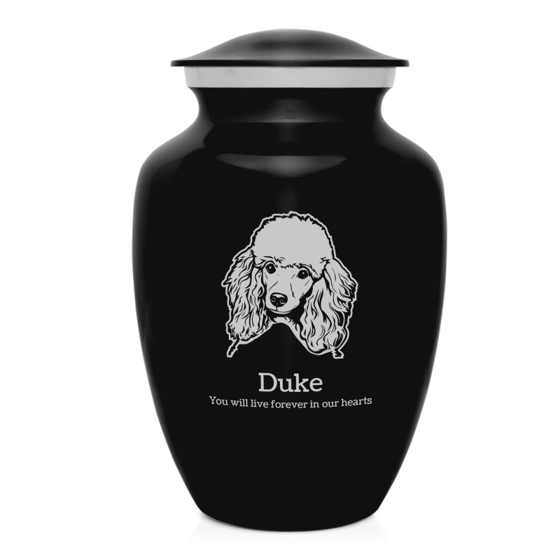 Large Poodle Pet Cremation Urn - Jet Black