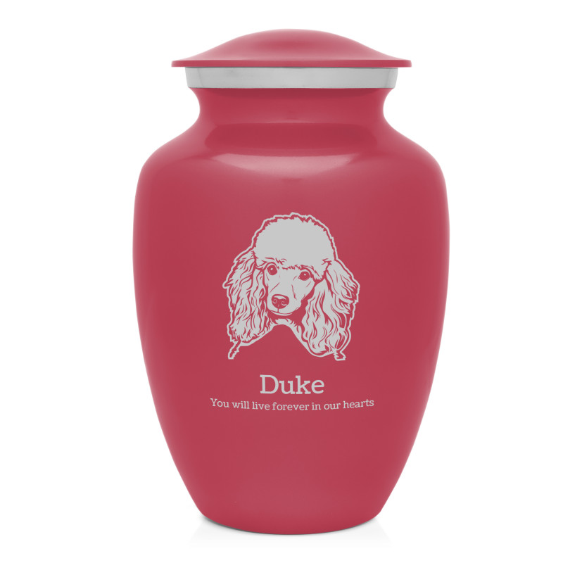 Large Poodle Pet Cremation Urn - Rose Pink