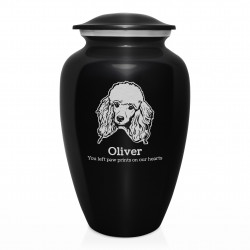 Extra Large Poodle Pet Cremation Urn - Jet Black