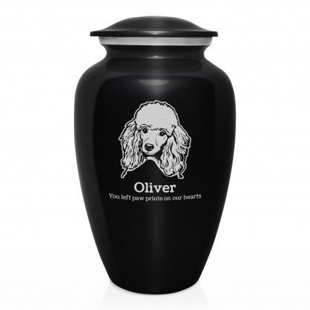 Extra Large Poodle Pet Cremation Urn - Jet Black