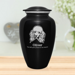 Extra Large Poodle Pet Cremation Urn - Jet Black