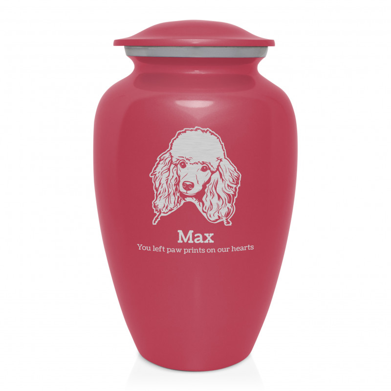 Extra Large Poodle Pet Cremation Urn - Rose Pink