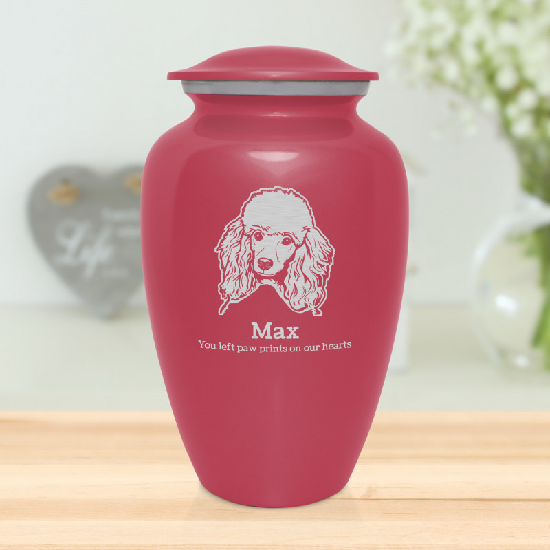 Extra Large Poodle Dog Cremation Urn - Rose Pink